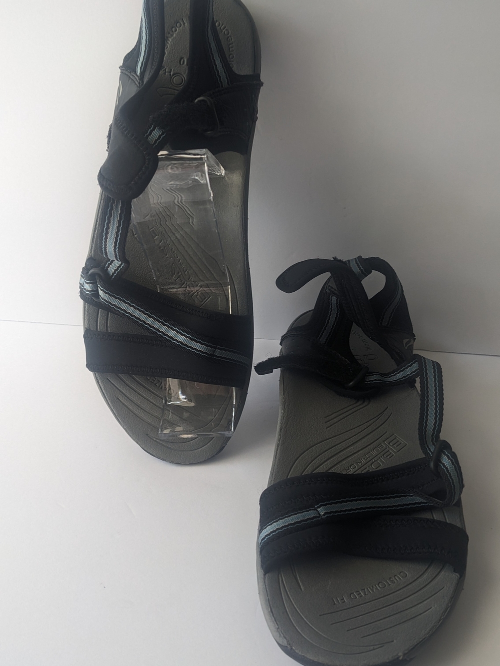 Abeo Black Strappy Sandals with Gray Accent 10